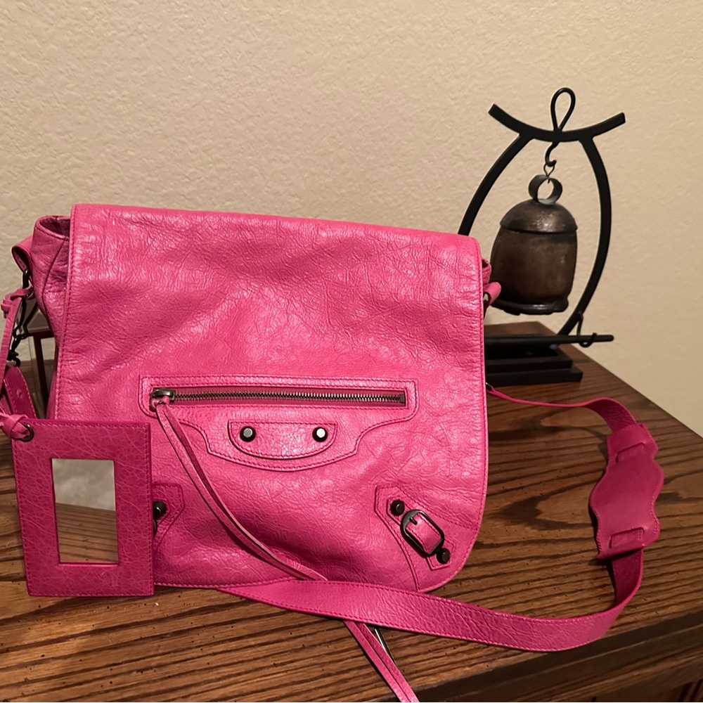 Balenciaga Hot Pink Leather Crossbody Bag